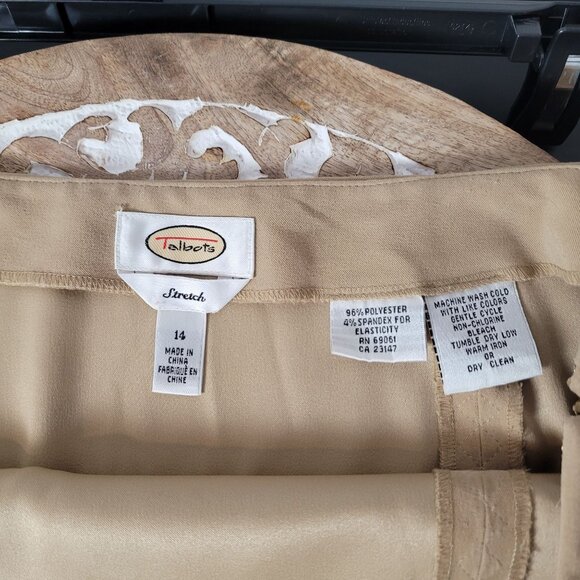 Talbots Faux Suede Beige Stretch Skirt With Subtle Embroidered Detail Side Slit - Picture 6 of 10